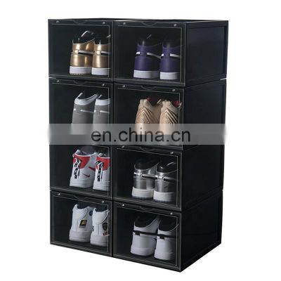 Drop Front Clear custom shoe display magnetic wholesale shoe display case transparent shoe display box with custom logo