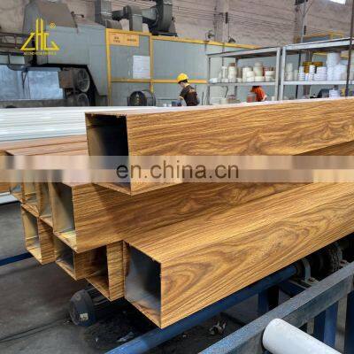 Wood Grain Aluminum Tube Extrusions For Making Out door Fencing,UV Protection Powder Coating Transfer Aluminum Extrusion
