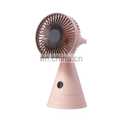 New Design Automatic Shaking 4000mah Big Battery USB Rechargeable Table Fan with Mirror Base For Woman