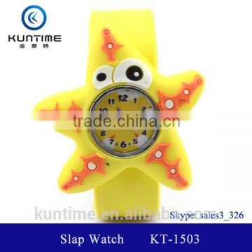 cute starfish slap watch glass face quartz movt silicone strap round clock movement watch