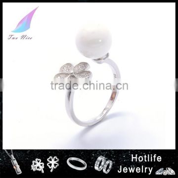 2016 ceramic jewellery attractive silver 925 bead flower zircon ring sizes