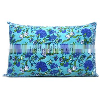 Pillowcase Flower Blossom Sea Green Hand Block Printed SKU 8814