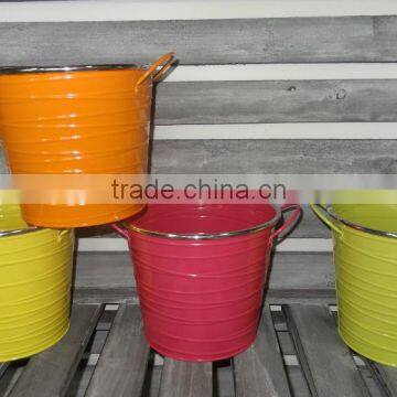 decorative powder coating small round metal flower pot bright colors