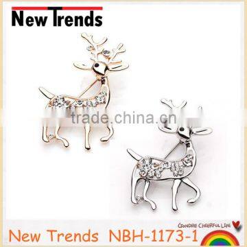 High quality bulk rhinestone animal alloy sika deer brooches