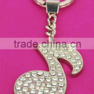 crystal music note shaped key chain/keyholder,with factory audit,various designs and colors