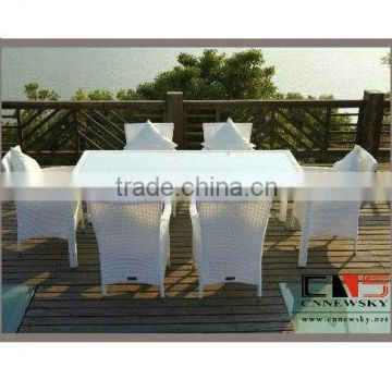 fashion white rattan outdoor furniture/white dining table and chair