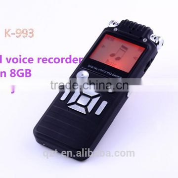 K-993 8GB Super noise reduction digital voice recorder with MP3 Large LCD display screen