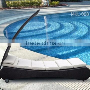 High quality Sunbed with Canopy - Wicker outdoor rattan sun lounger (1.2mm thickness Alu Frame, Power Coated Woven by Rattan)