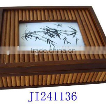 Wooden and natural bamboo strip photo box