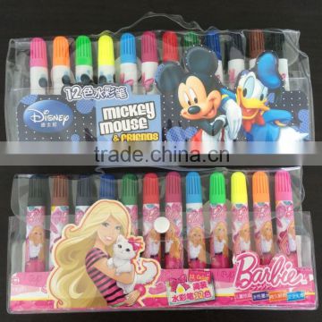 pvc bag packing 12 colors water color pen for kids