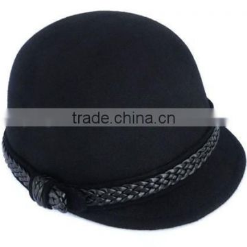 fashion black shaped wool felt hats for ladys