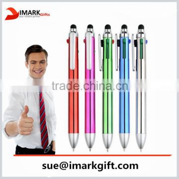 3 in 1 multifunction stylus ball pen 3 colors plastic ball pen
