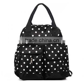Multifunctional Black Polka Dot 3 Sets Diaper Backpack/Shoulder/Tote Bag for Kids (BLZ2587)