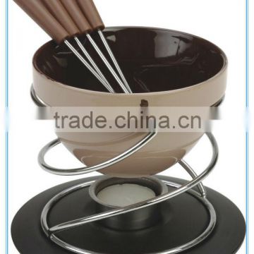 ceramic cheese fondue set with forks