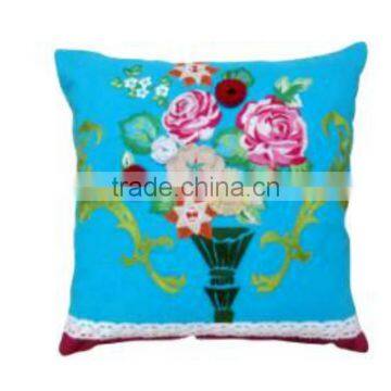 Colorful Multi Patched with Heavy Embroidery and Laces Cushion Cover
