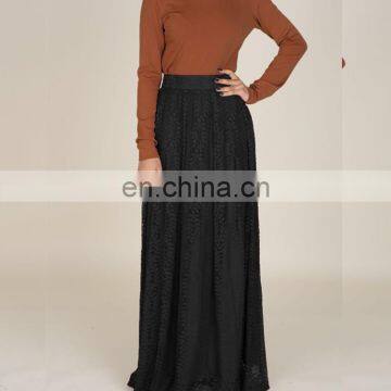 Best Selling Fashion Modern Turkish Style Plus Size Skirt Elegant Lady Lace Long Maxi Skirt