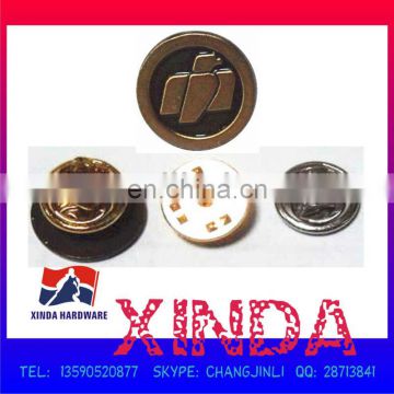 15mm metal alloy round emblem badge with butterfly pin