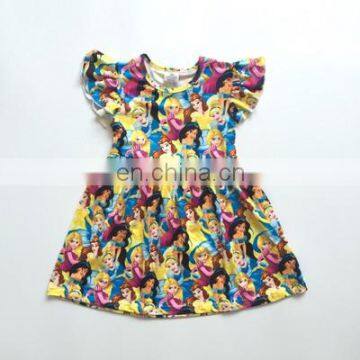 2020 Toddler Baby Girls Dress Cartoon Print Cotton Kids Dress Childrenswear Wholesale