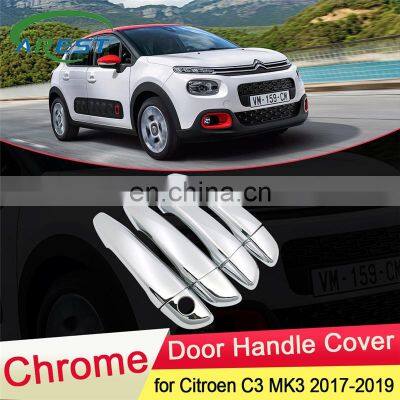 for Citroen C3 MK3 2017 2018 2019 Luxuriou Chrome Door Handle Cover Trim Car Set Catch Styling Accessories ABS Stickers of 4Door