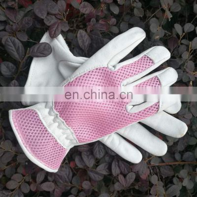 HANDLANDY pink goatskin leather work gloves safety garden gloves