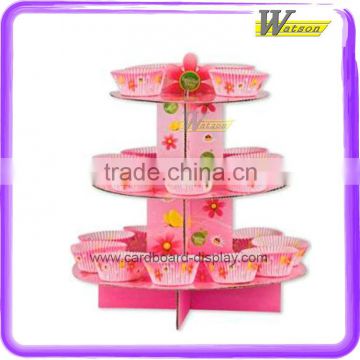 Cardboard 3 Tier Cupcake Display Rack with Customized Design and Applicable to Doha Cupcakes or Other Cupcake Brands