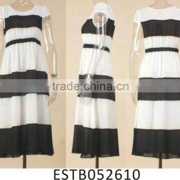 Ladies chiffon striped summer maxi dresses