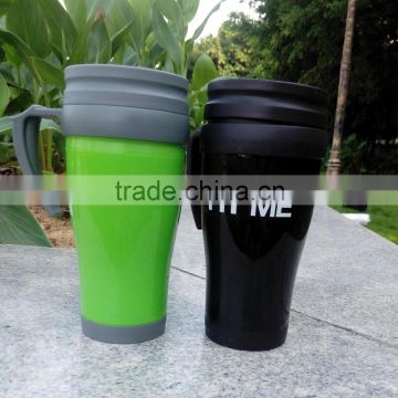 Hot cold drinks double wall plastic travel mug coffee tea cup