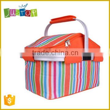 Factory good quality folding picnic basket, picnic cooler bag, cooler basket