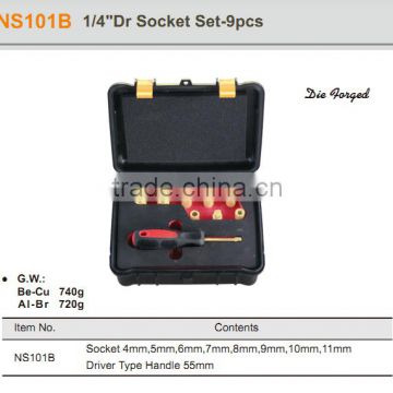 Non-Sparking, Non-Magnetic 1/4"Dr Socket Wrench Set, GS/FM/UKAS certificate, ATEX approved