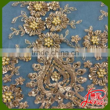 Sequined Mesh Embroidery Flower Fabric For Garment