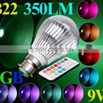 350LM RGB led lighting Colorful 9W B22 /E27/GU10 LED Bulb Lamp with Remote Control