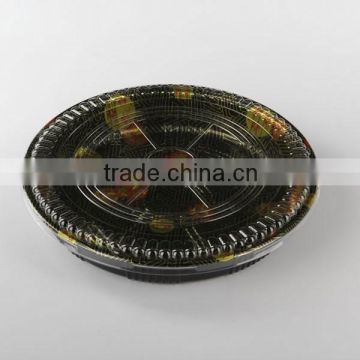 Embossing sakura thickness round PS sushi tray with clear lid