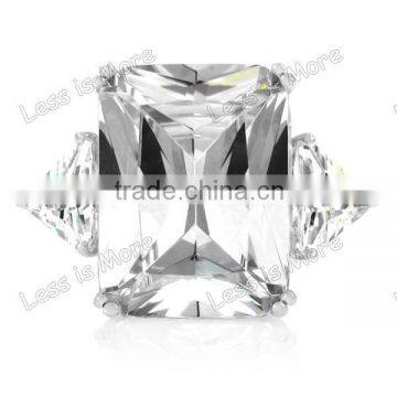 Heiress' Style Large CZ Engagement Ring/glass crystal silver ring