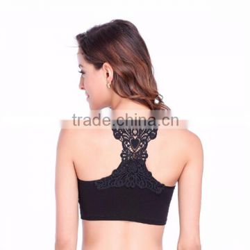 2015 new bra without rims sport bra Bowknot lace sexy beauty back small vest