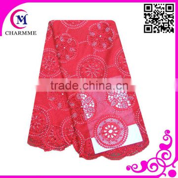 2015 Newest fashion lace circle designs guipure lace fabric with many stones