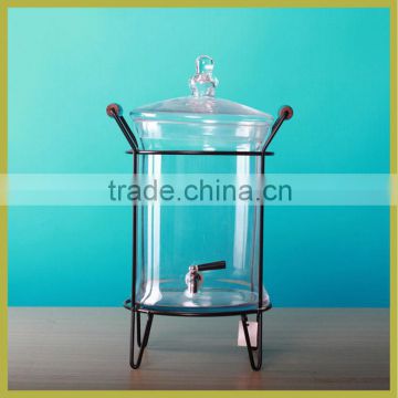 Hot sale glass water dispenser with metal stand