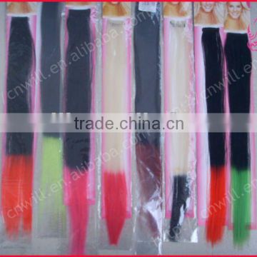 Stock Pretty High Temperature Two Tone Hair Extension 18 Inch Rainbow Synthetic Hair Extension