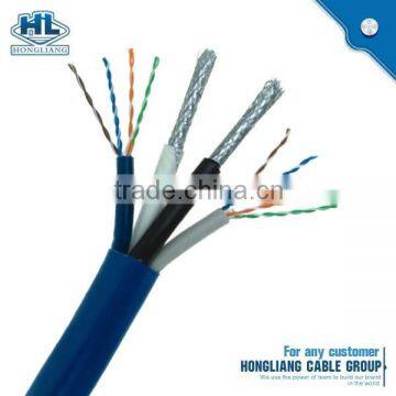 SSTP(PIMF) cat7 cable EN/ISO/IEC 23awg 4 pairs AL foil and tinned copper braid screening PVC jacket 600 MHz