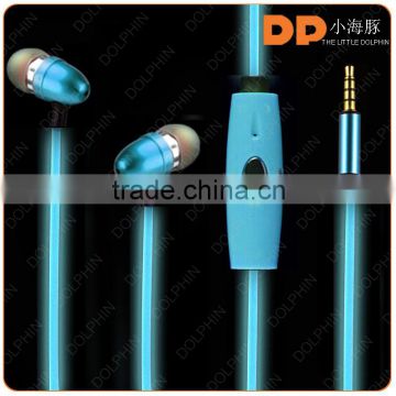 2016 best sellers on US market illuminated glowing earbuds flashing LED light earphone ear piece with mic