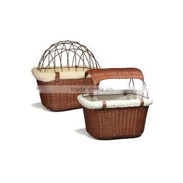 Wholesale wicker bicycle basket for dogs pet basket weave rear bike basket