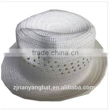 plain pattern cheap white fedora straw hat
