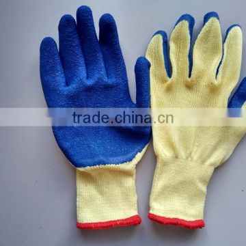 Yellow recycled cheap cotton lined industrial latex gloves