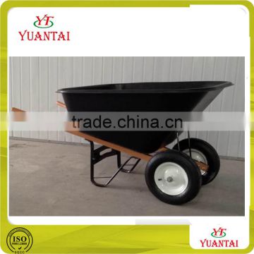 140L heavy duty wood handle plastic bucket wheelbarrow WH9600-2