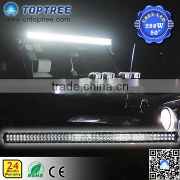 Super Bright led offroad light bar 12v 24v 288w 50 inch lightbars with spot/flood/combo beam
