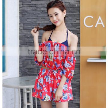 Floral prints polyester spandex swimwear fabric swimsuit for women