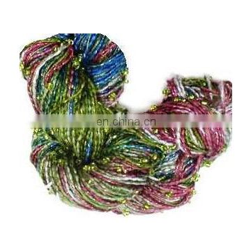 BEADED YARNS RED AND GREEN AND BLUE