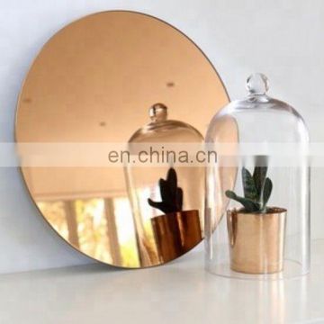 small round bronze brown green tinted mirror glass sheet