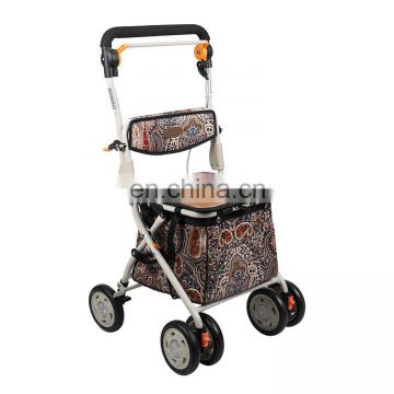 vintage pattern steel portable old people adjustable shopping cart walker rollator for supermarket