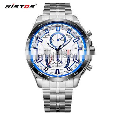 RISTOS 9325 Hot Selling Men Watches Low MOQ Men's Stainless Steel Quartz Luminous Military Mens Wrist Watch