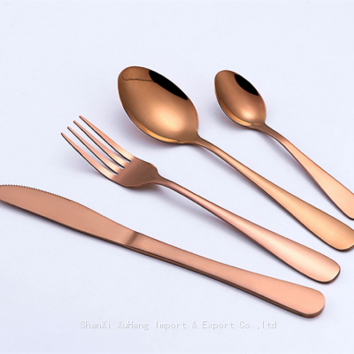 High Quality Wholesale Rose Gold Flatware Classic 4 Pieces Gold Stainless Steel Cutlery Set